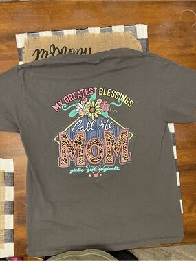 Call Me Mom Graphic Tee - Gray with Pink Accents